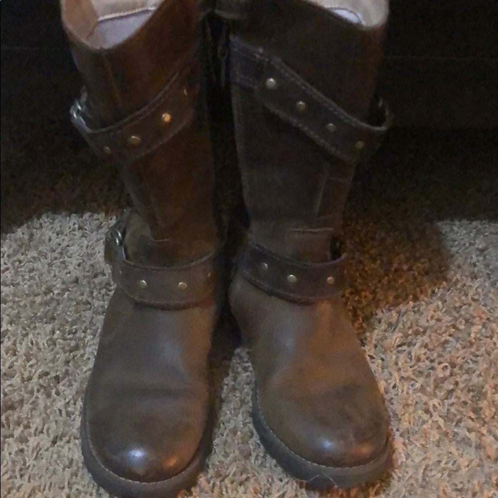 Brown leather boots